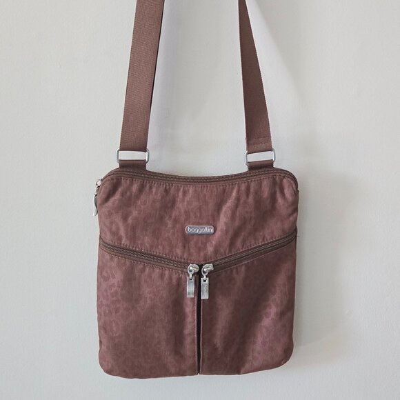 Brown Baggallini Horizon Crossbody Travel Bag Purse w/Detachable RFID Wristlet - Picture 1 of 7